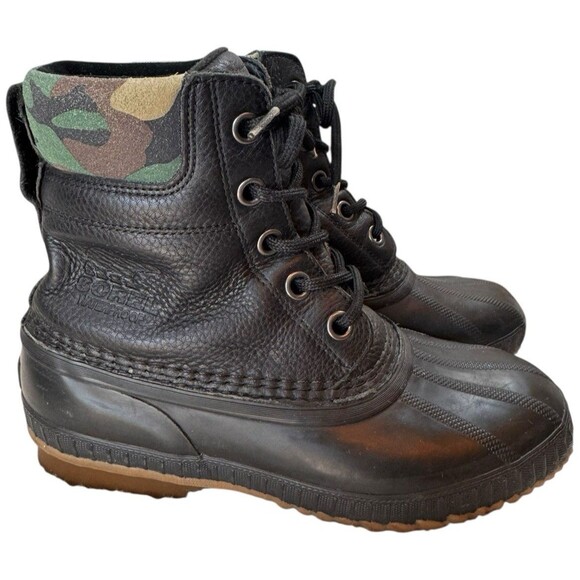 Sorel Cheyanne Men 7US/EU 40‎ Leather Snow Boot BLACK CAMO Waterproof Gorpcore - Picture 2 of 11